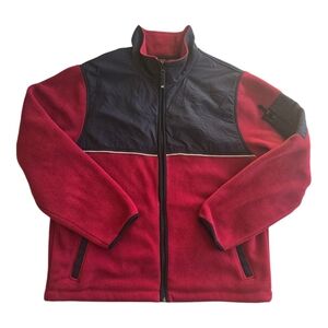 VTG 90s Eddie Bauer Polarec Fleece Zip Up Jacket Men Medium Black Red Outdoor